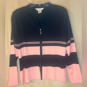 MISOOK black pink cardigan sweater zip‎ front size large vintage